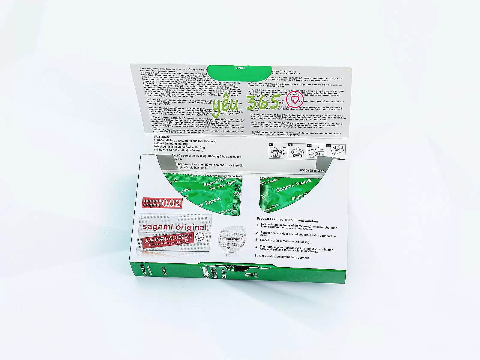 Bao cao su có gai Nhật Bản Sagami Xtreme Green Siêu Mỏng 10 bao