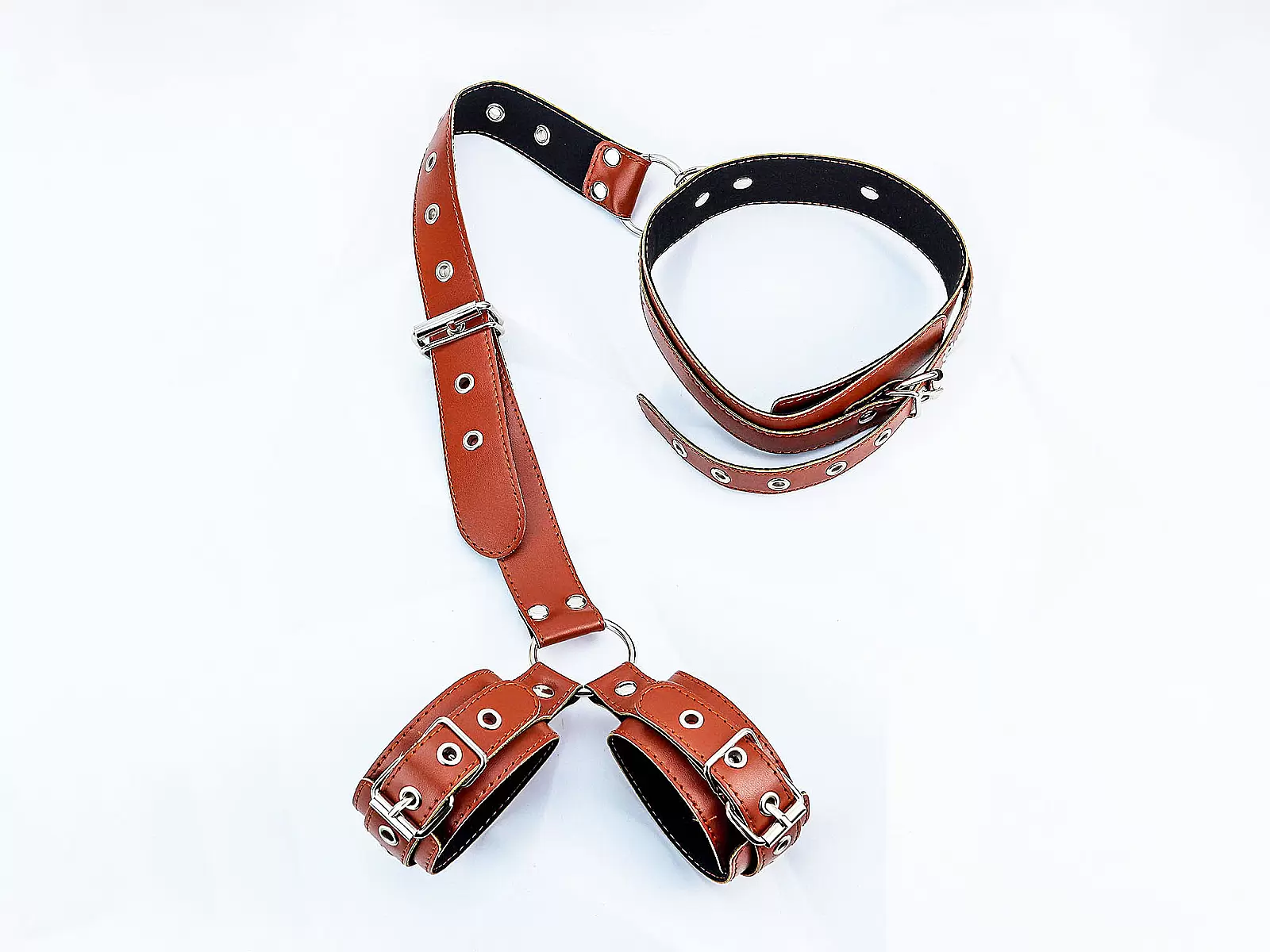 Đồ chơi bạo dâm khóa cổ còng tay da cao cấp