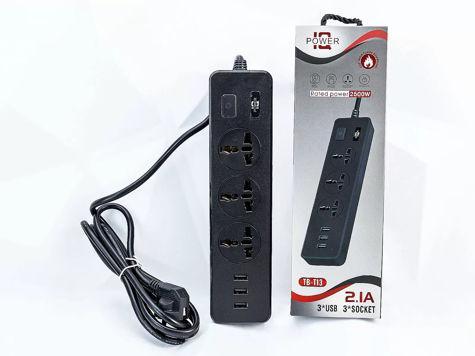 Ổ Cắm Điện IQ Power TB-T13 3 Chấu – 3 Cổng USB Công Suất 2500W