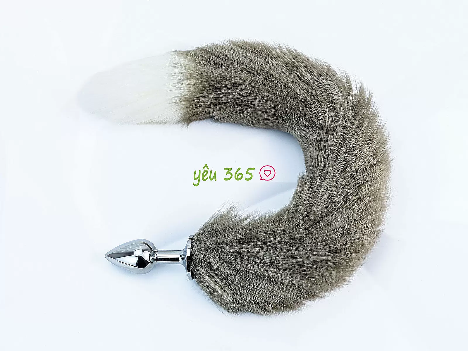 Đồ chơi kích hậu inox đuôi cáo xám rêu màu đẹp