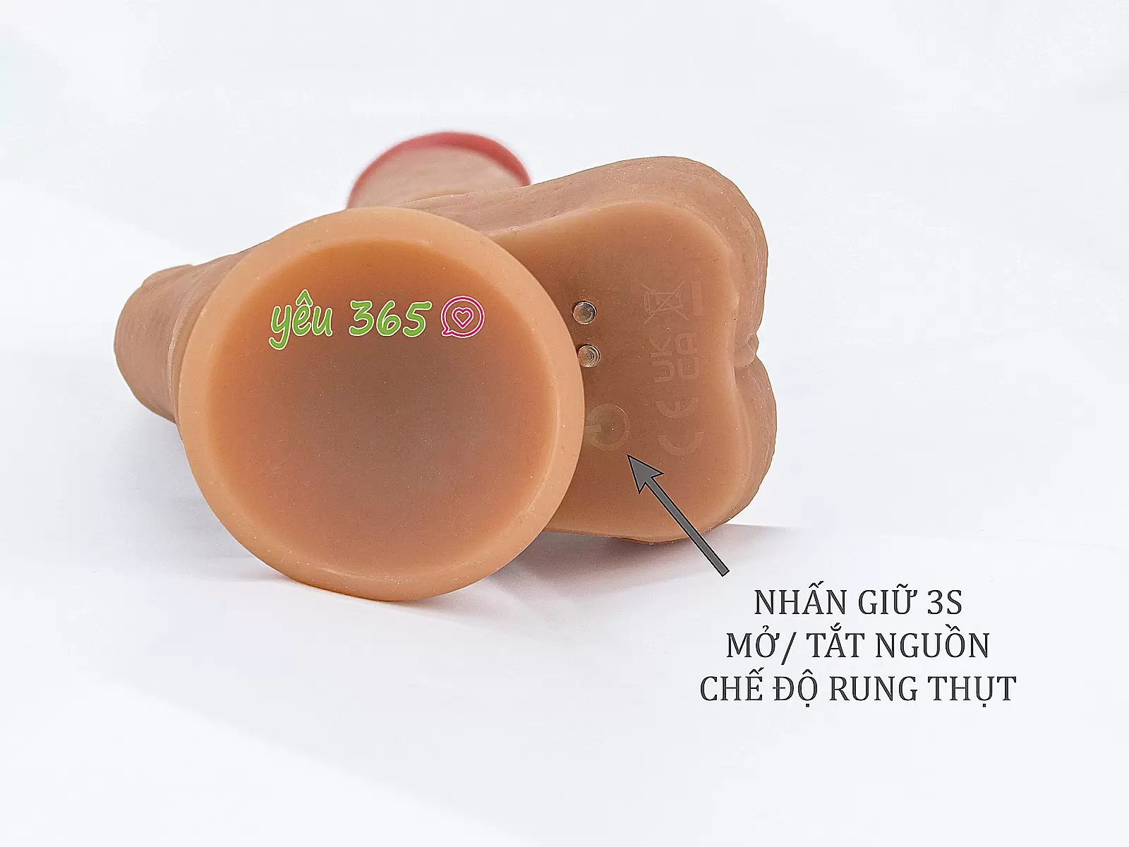 Dương vật giả có đế cùng nhánh phụ rung thụt phát nhiệt điều khiển từ xa