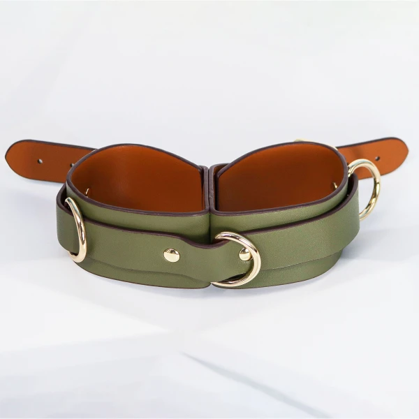 Đồ chơi bạo dâm khóa tay đôi da màu xanh