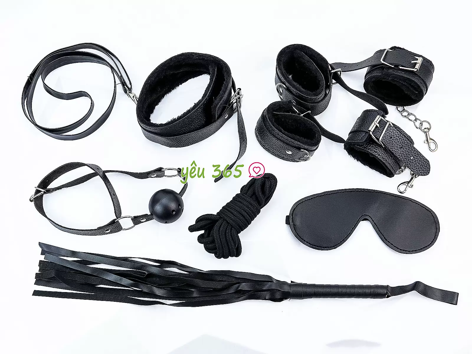 Đồ chơi bạo dâm da đen 7 món bộ phụ kiện quyến rũ cho cặp đôi thích cảm giác mạnh