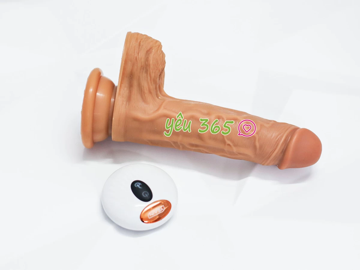 Dương vật giả có đế rung ngoáy ấm nóng pin sạc điều khiển không dây Devil