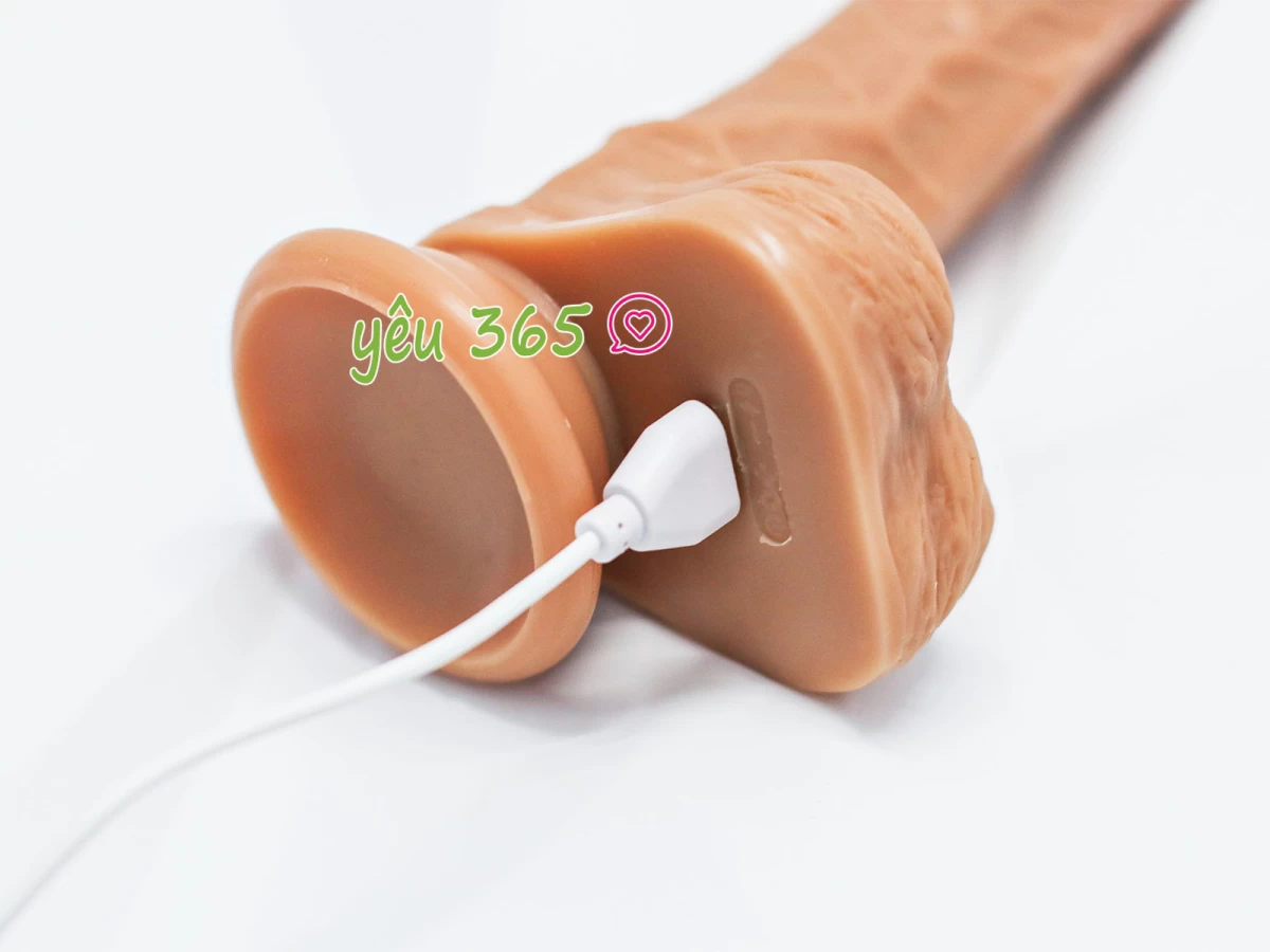 Dương vật giả có đế rung ngoáy ấm nóng pin sạc điều khiển không dây Devil
