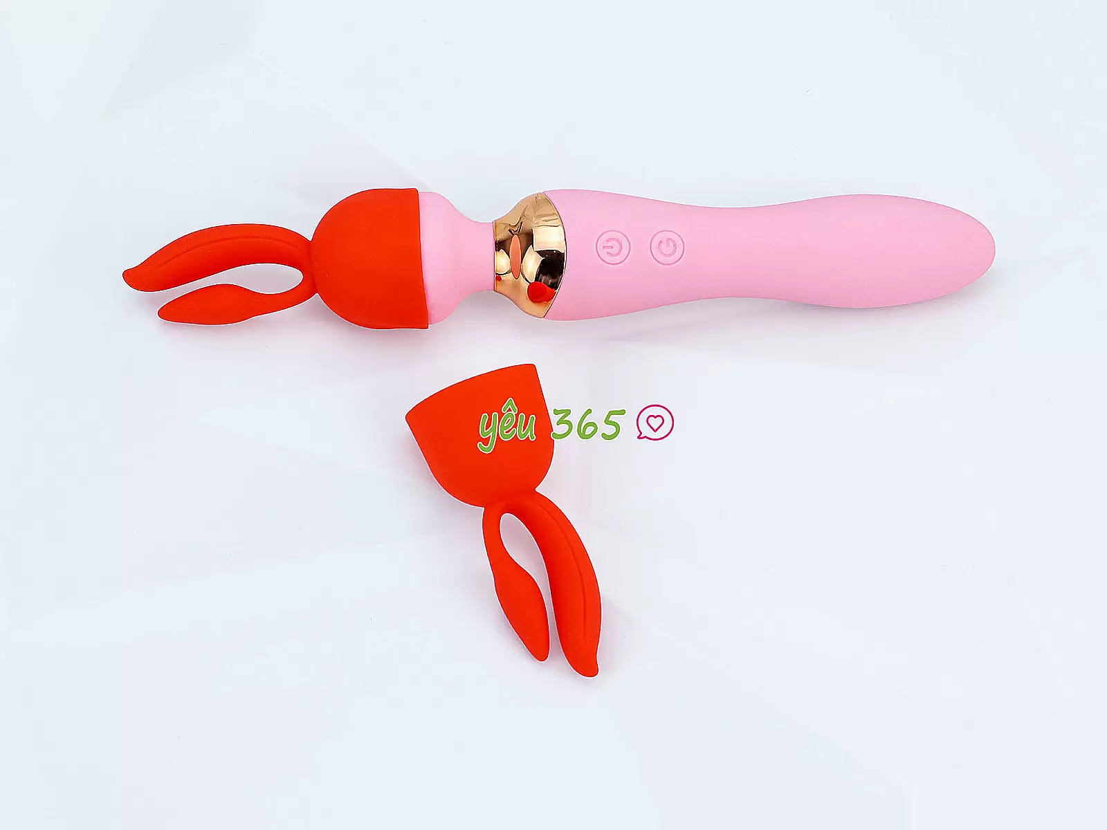 Đầu phụ máy mát xa 2 nhánh tai thỏ màu đỏ